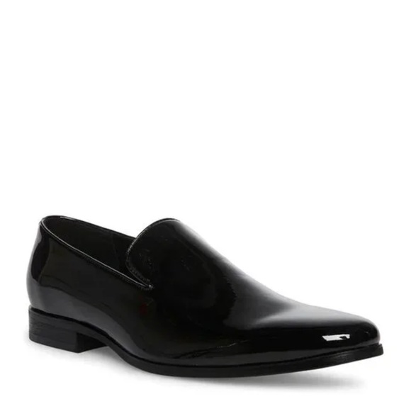 Steve Madden Men's Parigi Black Patent Slip on Formal Shoes NEW - Picture 2 of 3